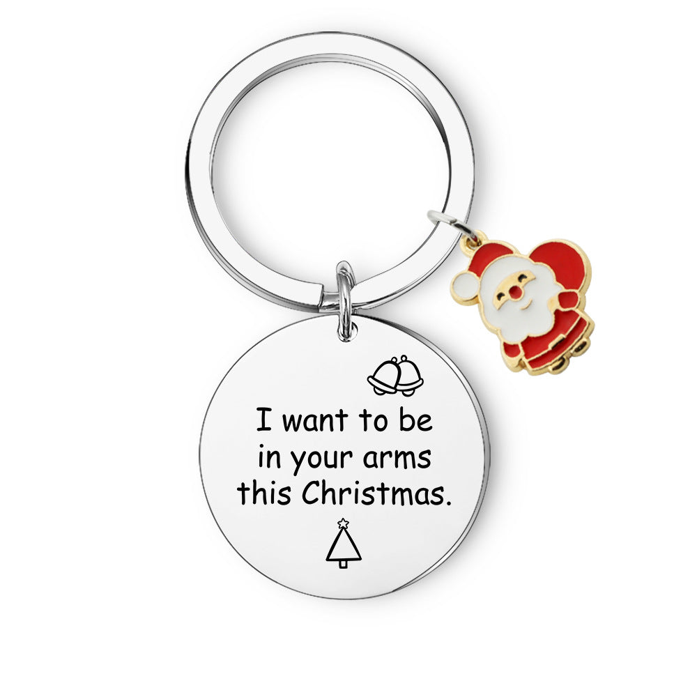 Wholesale Christmas Series Santa Claus Stainless Steel Keychain